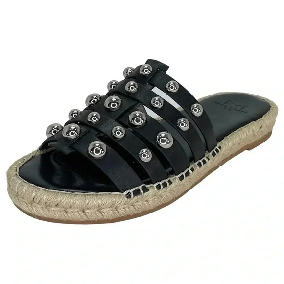 Marc Fisher LTD Womens Sandals 6.5M Tamie Black Leather Studded Slides - Picture 2 of 10